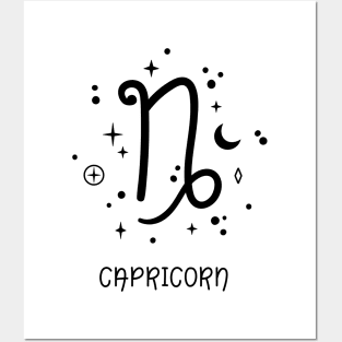 Capricorn Celestial Zodiac Sign Symbol Posters and Art